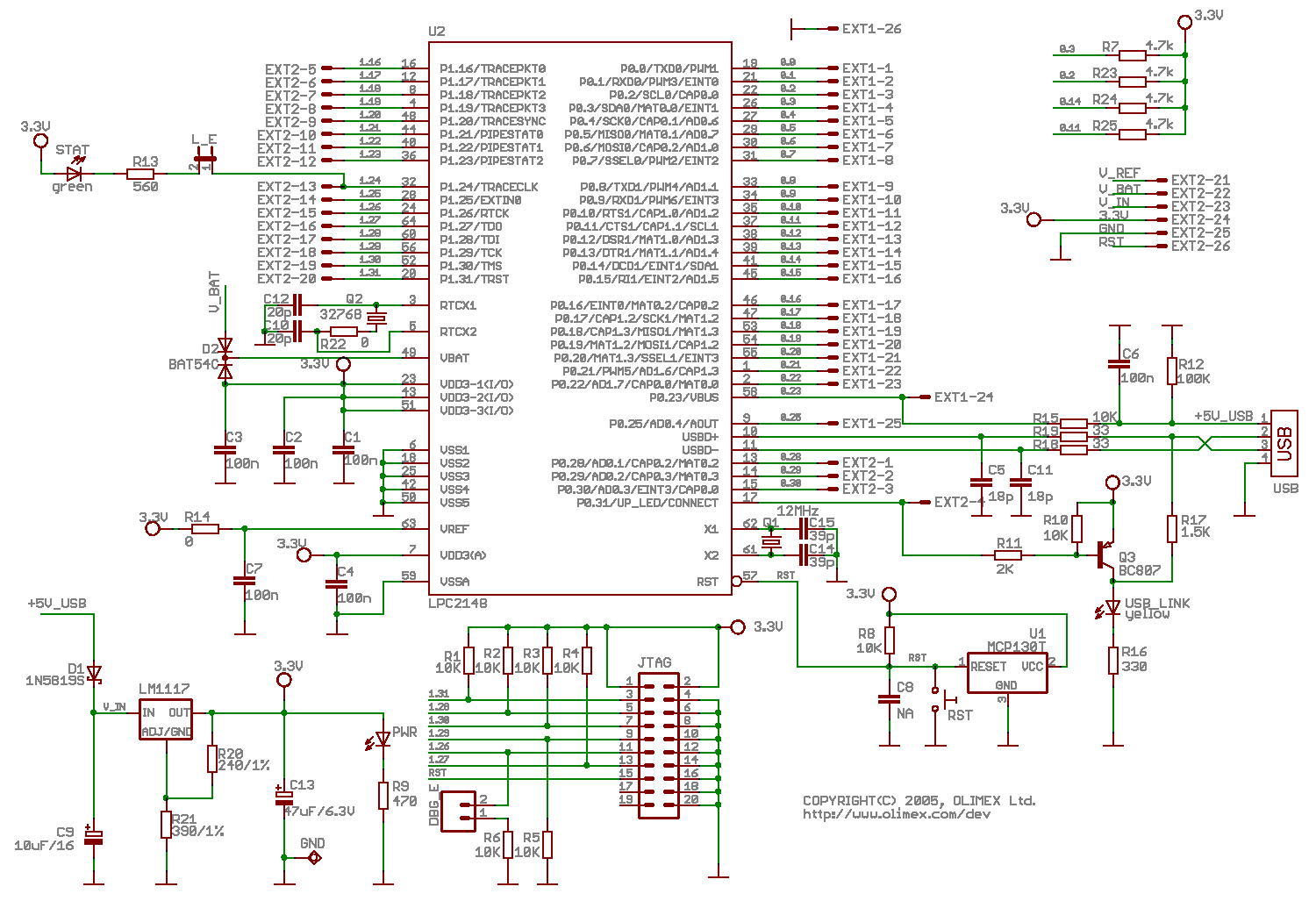 Header board for LPC2148 - DEV-00676 - SparkFun Electronics