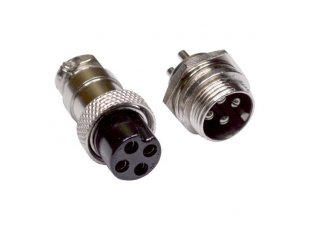 Pack of 2 GX16-4 4 Pin Metal Male Female Aviation Plug Connector 