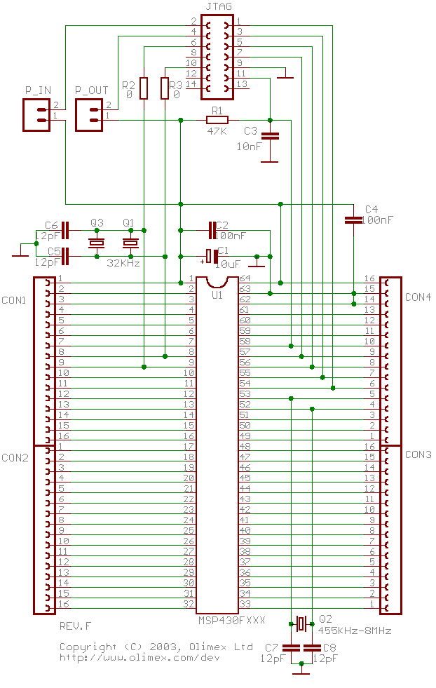 Schematics of the Olimex MSP430-H1611 Board